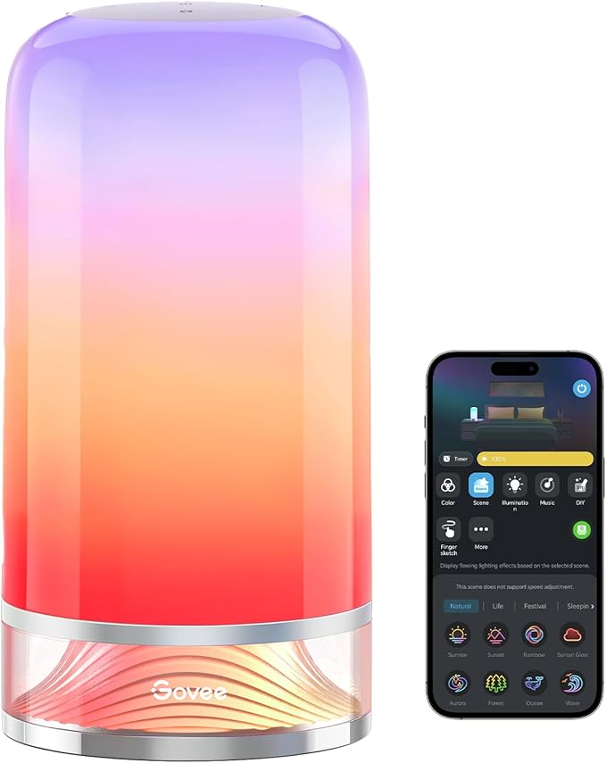 Govee RGBIC Smart Table Lamp 2, Touch Bedside Small Table Lamp Compatible with SmartThings, Matter, Alexa, Desk Lamp with 64 Scene Modes, Nightstand Lamp for Bedroom Living Room Night Light(Corded)