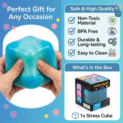 Nice Stress Cube, Squishy Fidget Toy Cubes, Slow Rising Squeeze Cube Balls, Non-Sticky Desk Toy for Relaxation & Focus for Adults,