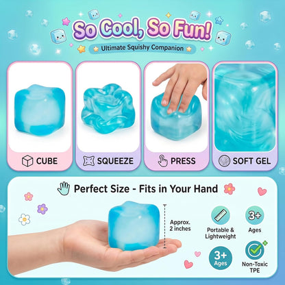 Nice Stress Cube, Squishy Fidget Toy Cubes, Slow Rising Squeeze Cube Balls, Non-Sticky Desk Toy for Relaxation & Focus for Adults,