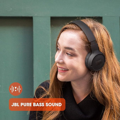 JBL Tune 510BT - Bluetooth headphones with up to 40 hours battery, microphone for call, foldable and comfortable, Android and iOs compatible (Blue)