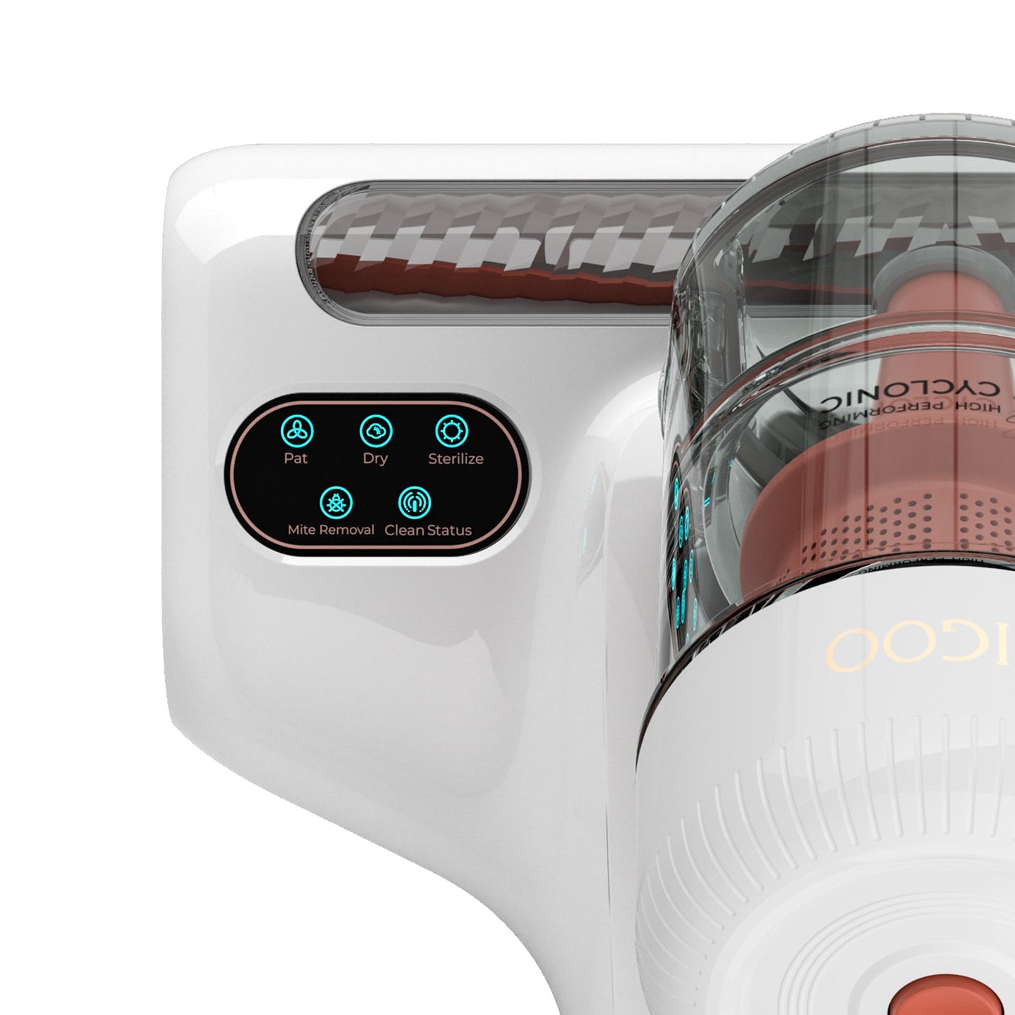 J200 Dust Mite Mattresses Vacuum Cleaners, with Integrated Dual Cups, 13KPa Suction, UV Light, 60℃ Hot Air, LED Display